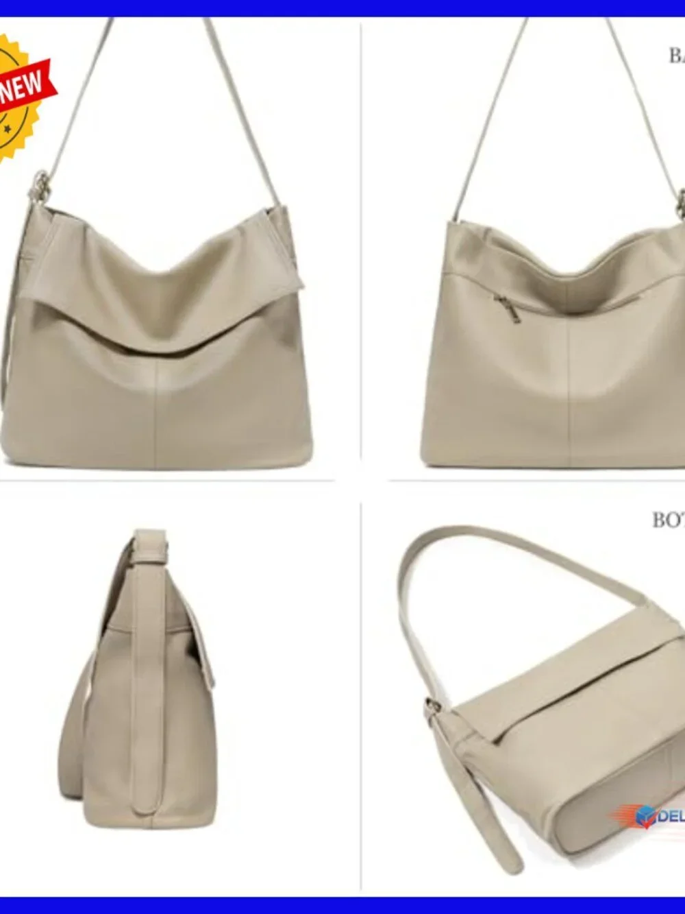 Large Genuine Leather Hobo Shoulder Bag Crossbody Purse Travel Work